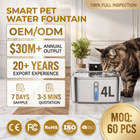Distributeur d'eau intelligent automatique pour chat et chien, 4L, en acier inoxydable moderne, étanche, avec filtre, ultra silencieux, pour intérieur et extérieur