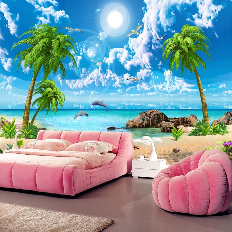 Wallpaper Wall Mural Paradise 350x256 Cm / 137.8" X 96.5" Non Woven Premium Art Print Fleece Wall Mural Decoration Poster Picture Design Modern Nature Ocean Sea Boat Summer Italy C B 0038 A A
