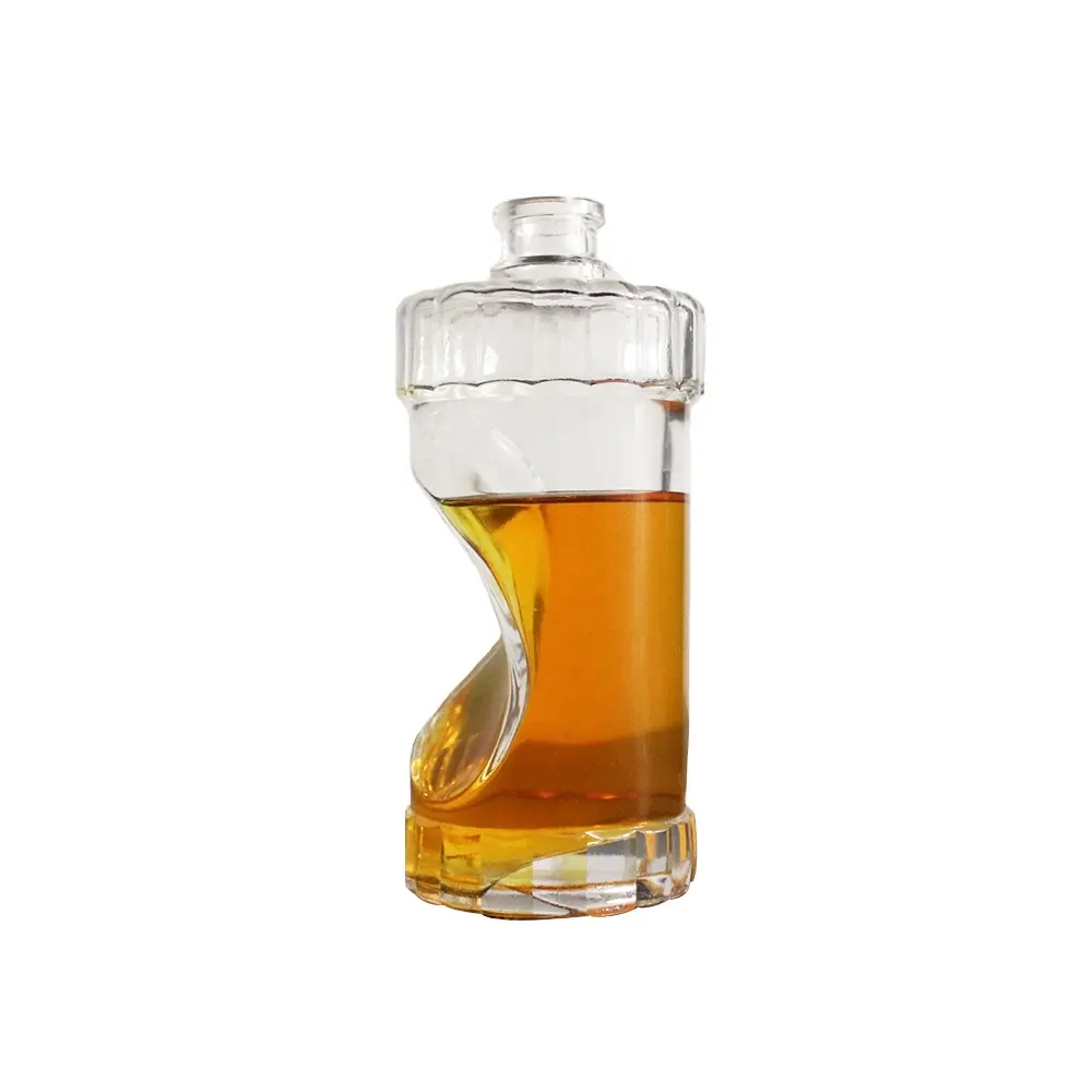 Botella de vidrio redonda personalizable de 700ml para botella de vidrio de whisky de marca Vodka