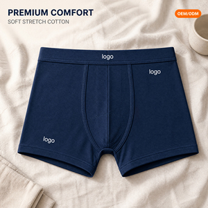 Boxers pour hommes avec logo <span class=keywords><strong>personnalisé</strong></span>, taille mi-haute, en coton modal extensible, respirants, anti-frottement, pour le quotidien, le sport, les voyages d'affaires - Product Image 2