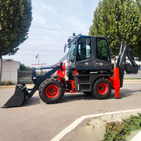 Backhoe Loader Multiguna Euro 5 CE EPA Penggerak 4 Roda Mesin Teknik Backhoe Loader Kompak Beroda