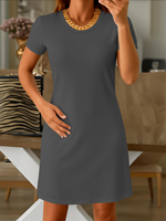 Robe T-shirt Courte Décontractée pour Femme, Col Rond Ample, Manches Courtes, Style Décontracté d'Été, Vente Directe Usine