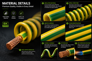 <span class=keywords><strong>Câble</strong></span> de <span class=keywords><strong>terre</strong></span> spiralé enroulé en PU/PVC jaune-vert haute flexibilité de 0,5 à 16 mm² pour équipement industriel - Product Image 3