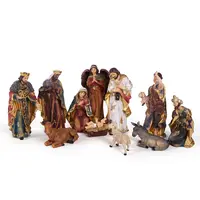 Gros personnalisé résine sculpture religieuse ornement grande scène de noël jésus nativité ensemble figurines statues