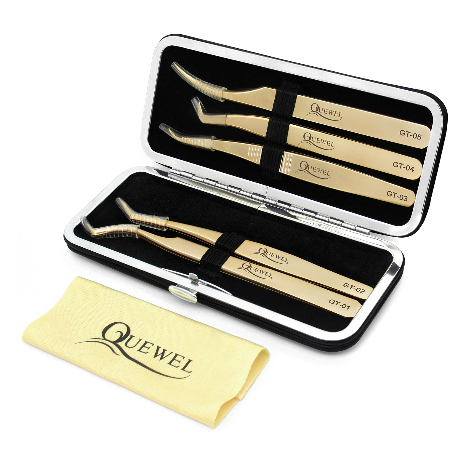 Quewel Wholesale High Quality Eyelash Extension Tweezer Private Label Eyelash Tweezers Salon Use Eyebrow Tweezers