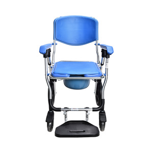 Wheeled <b>Commode</b> <b>Chair</b> Blue Bathroom Toilet Seat With Wheels For Elderly And Pregnant Women - Product Image 4
