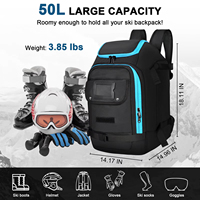 Sac à dos de voyage avancé pour homme, 50L grande capacité, imperméable, pour bottes de ski, snowboard, casque, lunettes, avec compartiment pour skis secs et mouillés