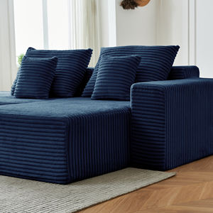 Ensemble de canapé modulaire moderne en forme de L, trois places, côté gauche, rembourré en tissu flanelle, appartement, salon, chambre à coucher, coussin - Product Image 5