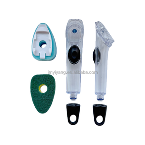 Brosse à éponge à long manche avec distributeur automatique de <span class=keywords><strong>savon</strong></span>, remplaçable, multi-usages, pour le lavage et le nettoyage de la vaisselle, brosse à récurer en plastique - Product Image 2