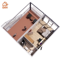 DXH Fabricants Dortoir Personnalisé en Duplex, Immeuble de Deux Étages, Villa, Maison Modulaire Détachable en Conteneur Plat