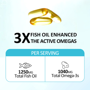 Cápsulas blandas de aceite de pescado Omega-3 de Venta caliente 60 cápsulas con potencia 3X EPA y DHA Soporte de enfoque inmune y cerebral para adultos - Product Image 3