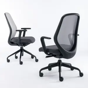 现代行政办公椅符合人体工程学的转椅，配有可调腰部支撑网状织物和家用金属聚氨酯
