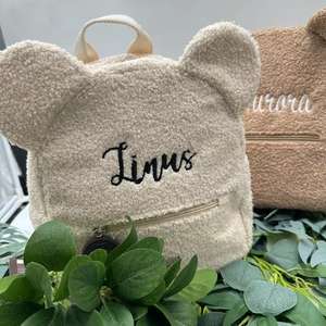 Lindo Oso de felpa <span class=keywords><strong>mochila</strong></span> bordada <span class=keywords><strong>nombre</strong></span> Otoño Invierno niños al aire libre bolsos de hombro personalizados bolsas de regalo para niños - Product Image 1