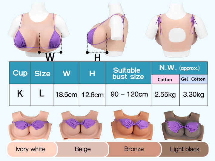 Realistic Silicone Breast Forms B-K Cup Fake Boobs Breastplate For Crossdresser