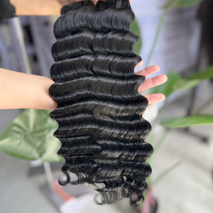 Extensions de cheveux humains Deep Wave, 16 pouces, 100% vierges brésiliennes non traitées, double trame, bouclées # 1b Tout - Product Image 4