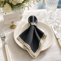 Serviette en tissu à bordure dentelle 45x45cm pour mariage, restaurant, hôtel, fête, décorative, réutilisable, colorée, avec anneau, durable, vente en gros
