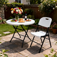 Table pliante ronde écologique de 80 cm, table pliante de type valise, table portable d'extérieur
