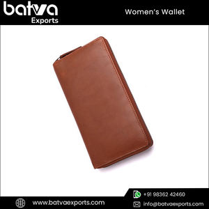 Hot Selling Ladies Vintage Genuine Leather <b>Wallet</b> Eye-Catching Design RFID Blocking Zipper PU Cotton Long <b>Card</b> Holder Daily Logo - Product Image 4