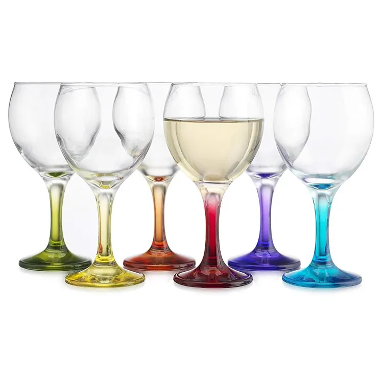Lunettes à vin colorées en cristal, gobelet à vin avec tige de couleur personnalisée,