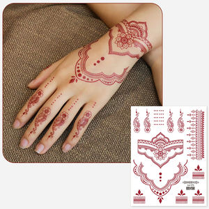 Autocollants Mehndi rouges autocollant de <span class=keywords><strong>tatouage</strong></span> au henné femmes jambes <span class=keywords><strong>bras</strong></span> <span class=keywords><strong>tatouage</strong></span> temporaire <span class=keywords><strong>dentelle</strong></span> <span class=keywords><strong>tatouage</strong></span> - Product Image 5