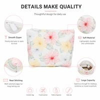 Trousse de Maquillage Blanche à Fermeture Éclair avec Imprimé Floral Hibiscus Aquarelle pour Voyage, Rangement de Toilette, Plage, Cadeau pour Filles, Usage Quotidien