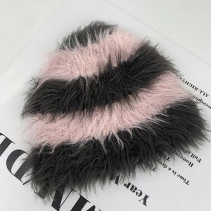 <span class=keywords><strong>2025</strong></span> Hàn Quốc Phong Cách Tùy Chỉnh Chồn Sang Trọng Hat Phụ Nữ Mùa Đông Mũ Đan Ấm Sọc Mũ Len - Product Image 3