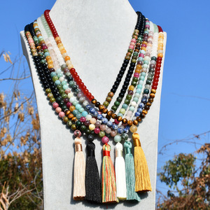 Collar de Moda con <span class=keywords><strong>99</strong></span> Cuentas de Ágata, Rosario de Oración, Collares de Piedras Naturales con Cuentas - Product Image 1