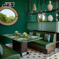 Banc de café J2S, banquette verte commerciale pour hôtel, mobilier de restaurant, ensemble table et chaises en métal