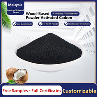 Charbon actif en poudre à base de bois de marque Malaya (Malaisie) – Pureté 95 % – Applications alimentaires, pharmaceutiques et de décoloration des eaux usées