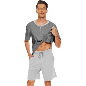 ชุดนอนผู้ชายขายส่ง ผ้าวิสโคสผสมใยไผ่ เสื้อแขนสั้นและกางเกงขาสั้น ชุดนอนนุ่มสบาย มีกระเป๋า ไซส์ S ถึง XXL - Product Image 3