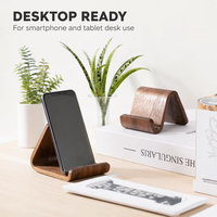 Support de téléphone portable moderne en bois massif de noyer 2026, support de bureau portable flexible universel pour smartphone et tablette, organisateur de bureau