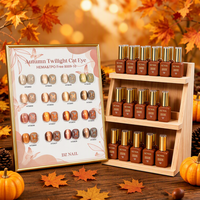 Nouvelle collection de gels pour ongles œil de chat marron, sans HEMA ni TPO, tons terreux rétro, magnétique, à retirer par trempage, UV LED, pour automne-hiver, OEM