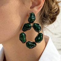 Pendientes Grandes de Perlas y Turquesa para Mujer, Diseño Exagerado, Estilo Retro, Lujosos, Huecos, Punk, Marca Kaimei 2027