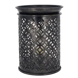 Quemador de cera eléctrico con carcasa de metal, Quemador de aceite de aromaterapia con tapa de escritorio, calentador de velas, color negro, venta al por mayor