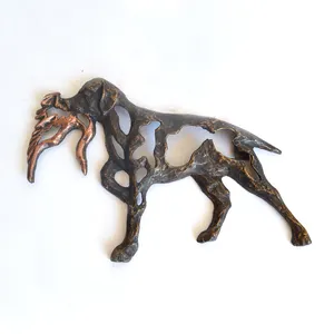 כלב ציד מברזל יצוק אמנות קיר מתכת דקורטיבית לתלייה, לוחית קיר קטנה לכלב מברזל יצוק