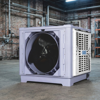 Enfriador de Aire Evaporativo Móvil con Salida Lateral, 18000m/h, Ventilador con Bomba, Montaje en Ventana, para Invernadero, Fábrica, Portátil, de Agua