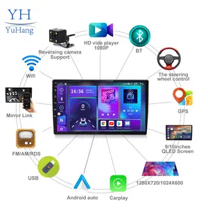 YuHang Android 13 9/10 дюймов Автомобильный светодиодный смарт-экран Автомобильный DVD-плеер двойной Din автомобильный Android-плеер Android 13 6 + 128 г