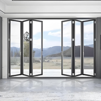 Porte pliante en aluminium bon marché de style accordéon, avec intérieur en acrylique, taille et couleur personnalisables, pour cuisine et salon, portes pliantes en verre