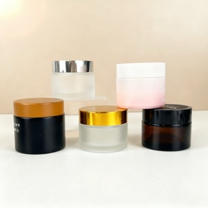 Skin Care Pink Body <b>Scrub</b> Glass Jar 5g 10g 15g 20g 30g 50g 100g Frosty Face Cream Glass Jar with Black <b>Cap</b> - Product Image 6