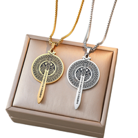 Pendentif en acier inoxydable 316L PVD avec runes, calligraphie et amulette de guerrier Viking Vanir Frey, bijoux de mode, colliers, vente en gros