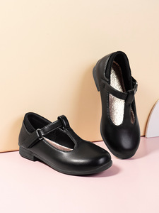 Wholesale Leather Girls KIds T Bar Mary Jane Fashion Princess Walking Comfortable Ballroom Black <b>School</b> Shoes for Kids - Product Image 2