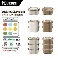 Boîte à lunch YUEDISI durable à 3 couches en acier inoxydable 18/8, pour le travail en extérieur, les pique-niques, la conservation des aliments, boîte à bento rectangulaire pour enfants