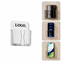 Support mural adhésif personnalisé sans perçage pour téléphone avec fente pour câble, organisateur mural sans perçage pour téléphone