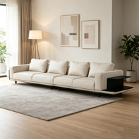 Ensemble canapé-lit moderne et confortable en cuir véritable, design carré, rembourrage en éponge, écologique et durable pour les réunions de famille et le confort quotidien
