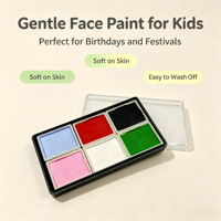 Palette de peinture pour le visage écologique non toxique en 6 couleurs, kit de maquillage pour le corps activé à l'eau pour les enfants, fête sur le thème du carnaval