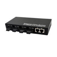 Convertidor de Fibra Óptica de Venta Caliente de Fábrica, Switch Ethernet 10/100M, 20KM, 4SC + 2 RJ45, Convertidor de Medios de Red de Fibra Óptica