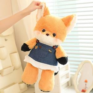Peluche <span class=keywords><strong>de</strong></span> la serie Running Fox Husky al por mayor, muñeco <span class=keywords><strong>de</strong></span> peluche <span class=keywords><strong>de</strong></span> animal <span class=keywords><strong>de</strong></span> dibujos animados con peto vaquero, peluche <span class=keywords><strong>de</strong></span> compañía relajante para bebés - Product Image 3