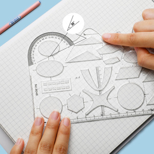 Juego de reglas de dibujo multifuncionales, herramienta geométrica transparente para estudiantes de matemáticas, uso escolar - Product Image 1