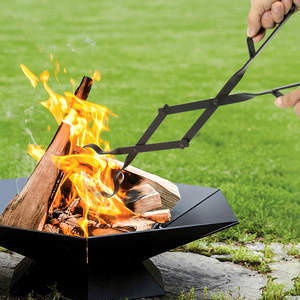 New Folding Iron <strong>Fire</strong> Hook Tongs &amp; Log Grabber for Outdoor Campfire Fireplace Heavy Duty - Product Image 5