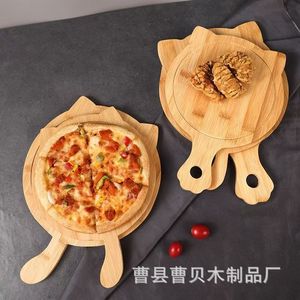 Plateau à pizza en bambou, design oreilles de chat, planche à découper en bois, plaque de cuisson pour usage domestique - Product Image 3